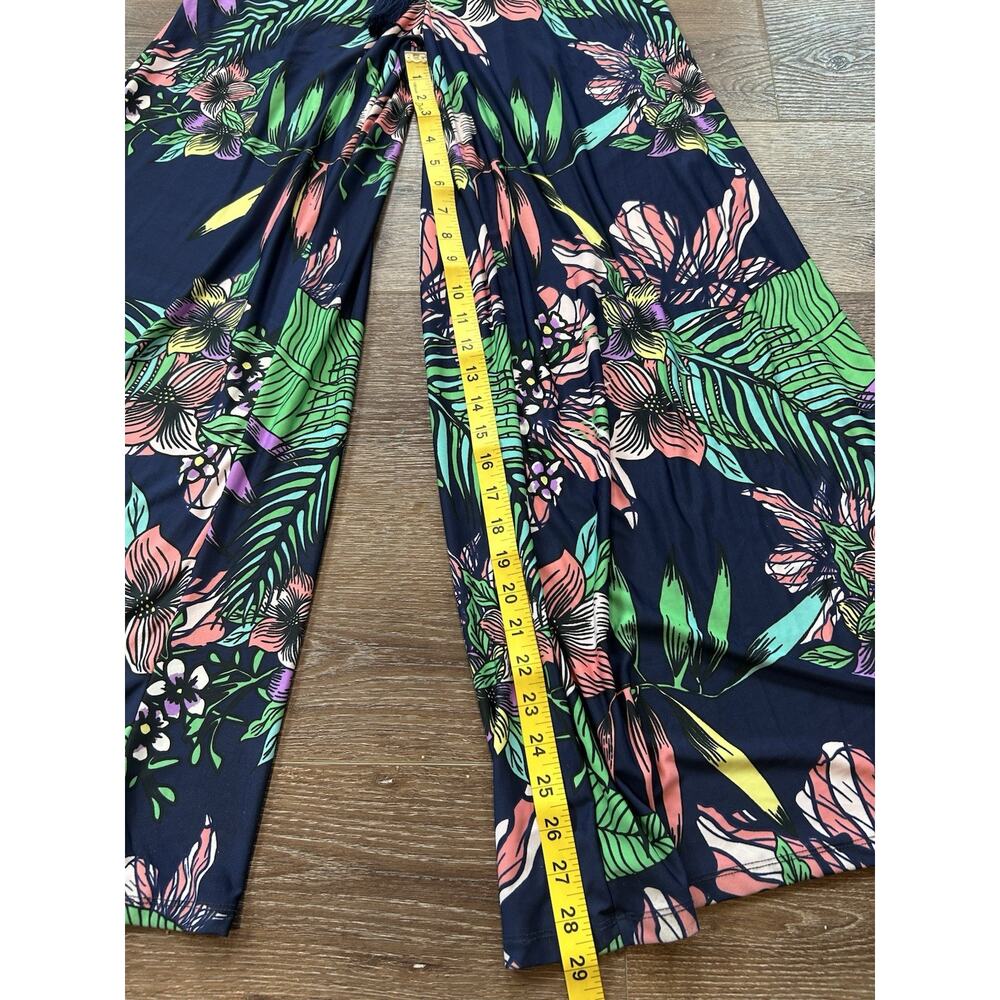 Strapless Tropical Floral Wide Leg Jumpsuit Rope Belt Resort Vacation Medium - Picture 7 of 7